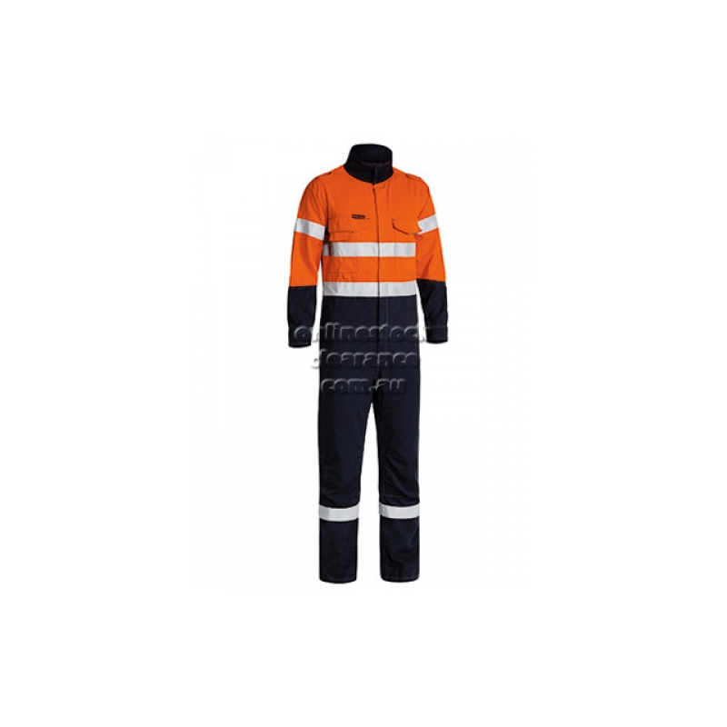 BISLEY COVERALLS FR RATED HI VIS LIGHT VENTED ORANGE/NAVY