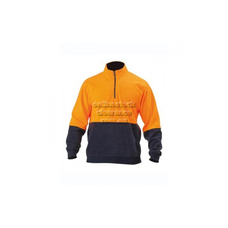 BISLEY JACKETS HI VIS ZIP PULLOVER ORANGE/NAVY