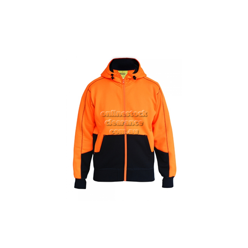 BISLEY JACKETS SAFETYWEAR HI VIS FLEECE HOODIE ORANGE
