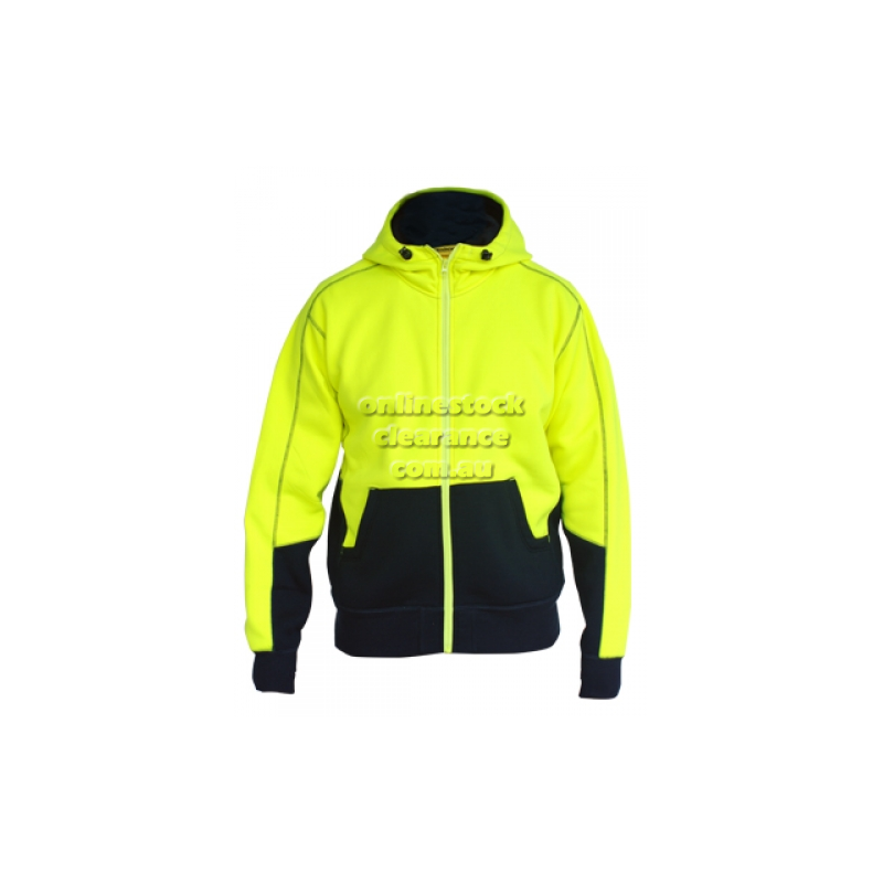 BISLEY JACKETS SAFETYWEAR HI VIS FLEECE HOODIE YELLOW