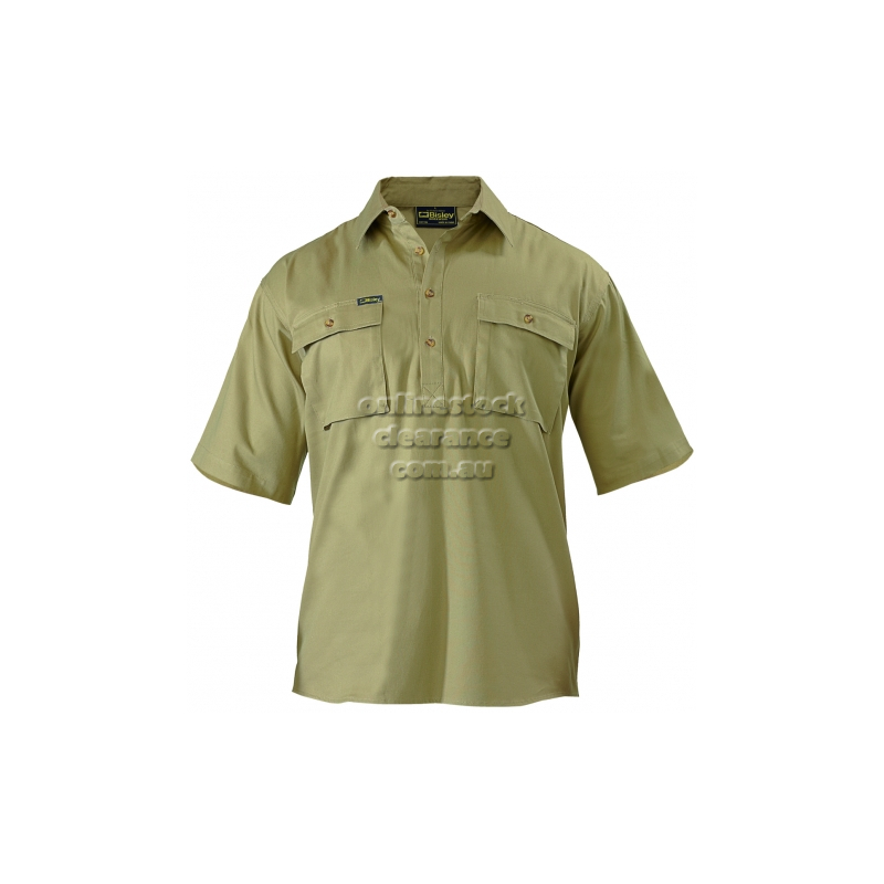 BISLEY SHIRTS CLOSED FRONT DRILL SHIRT KHAKI