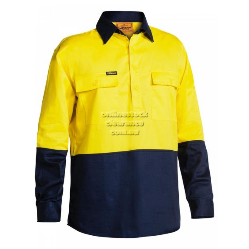 BISLEY SHIRTS CLOSED FRONT HI VIS TWO TONE YELLOW