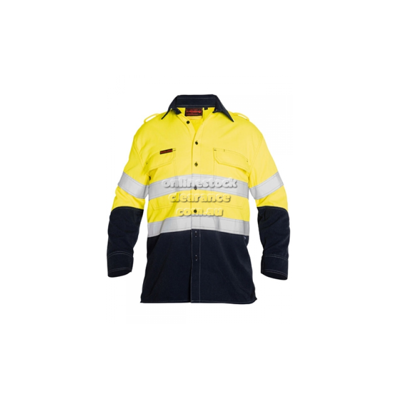 BISLEY SHIRTS FR RATED HI VIS LIGHT VENTED SLEEVED YELLOW/NAVY