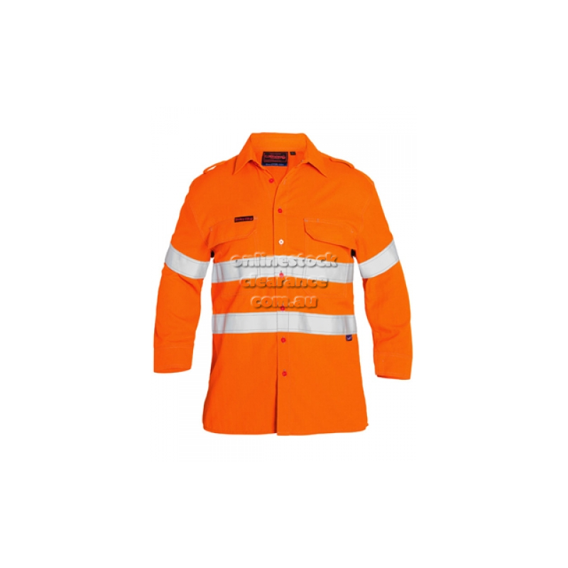 BISLEY SHIRTS FR RATED HI VIS VENTED LONG SLEEVE ORANGE