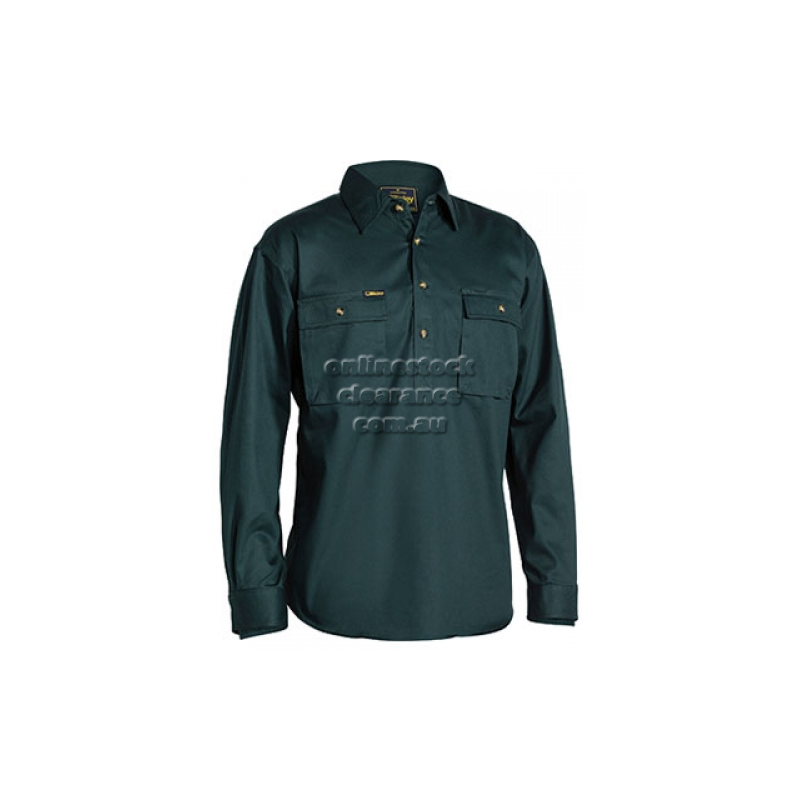 BISLEY SHIRTS FRONT COTTON DRILL SHIRT BOTTLE