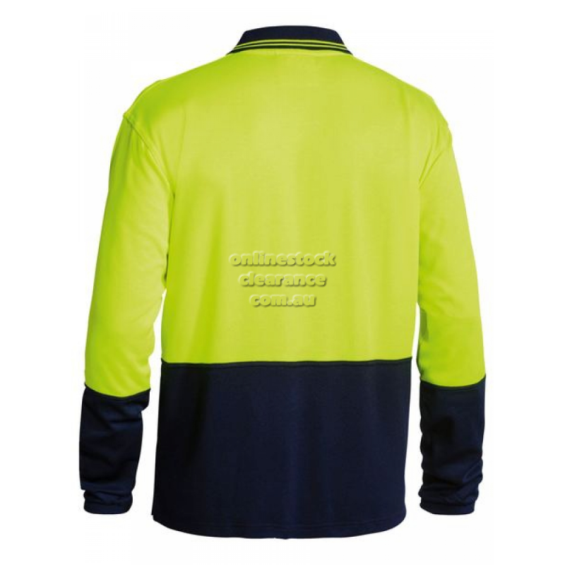 39361_HI VIS 2 TONE LONG SLEEVE POLO YELLOW