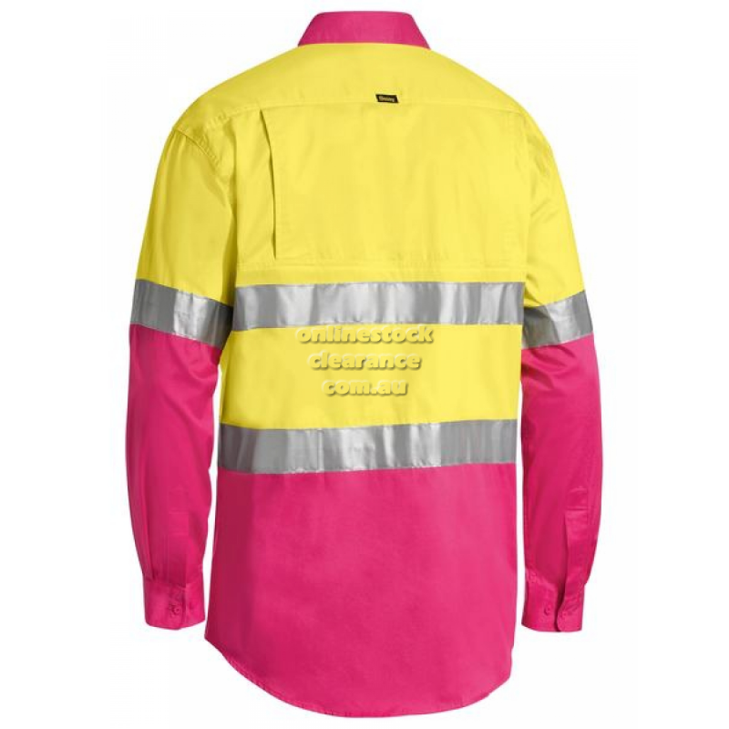 39349_HI VIS LIGHT WEIGHT SHIRT MENS YELLOW/PINK