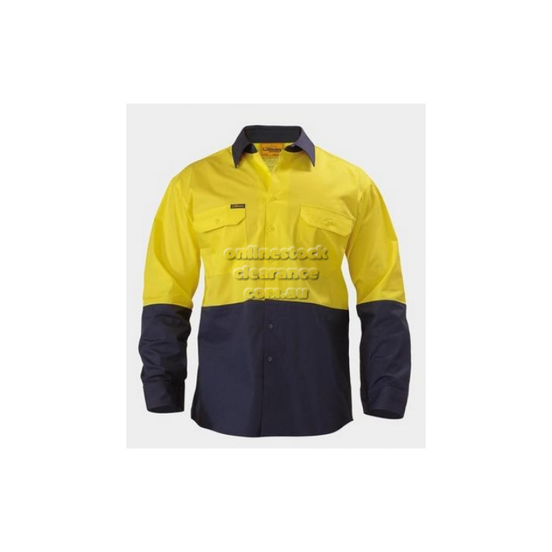 BISLEY SHIRTS HI VIS LIGHTWEIGHT DRILL LONG SLEEVE