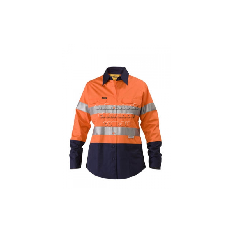 BISLEY SHIRTS LADIES HI VIS LONG SLEEVE ORANGE