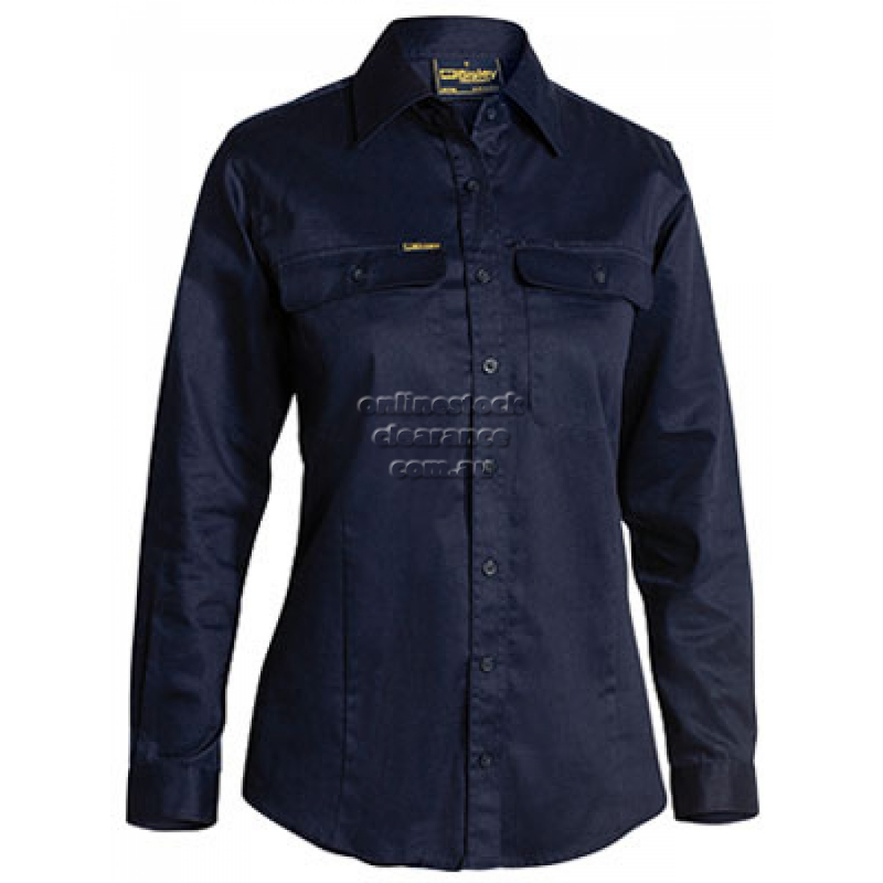 BISLEY WOMENS COTTON DRILL SHIRT - LONG SLEEVE